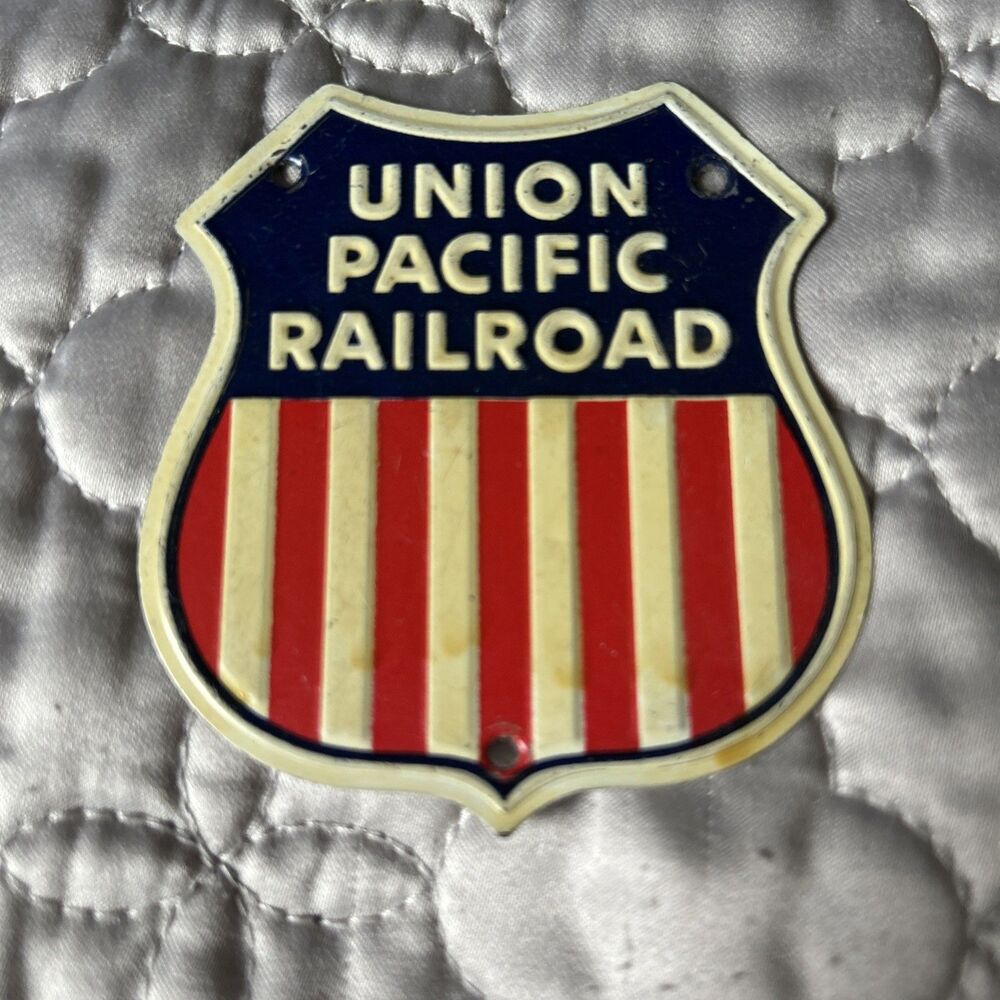 Vintage Union Pacific Railroad Transportation  Train 3” Metal Sign